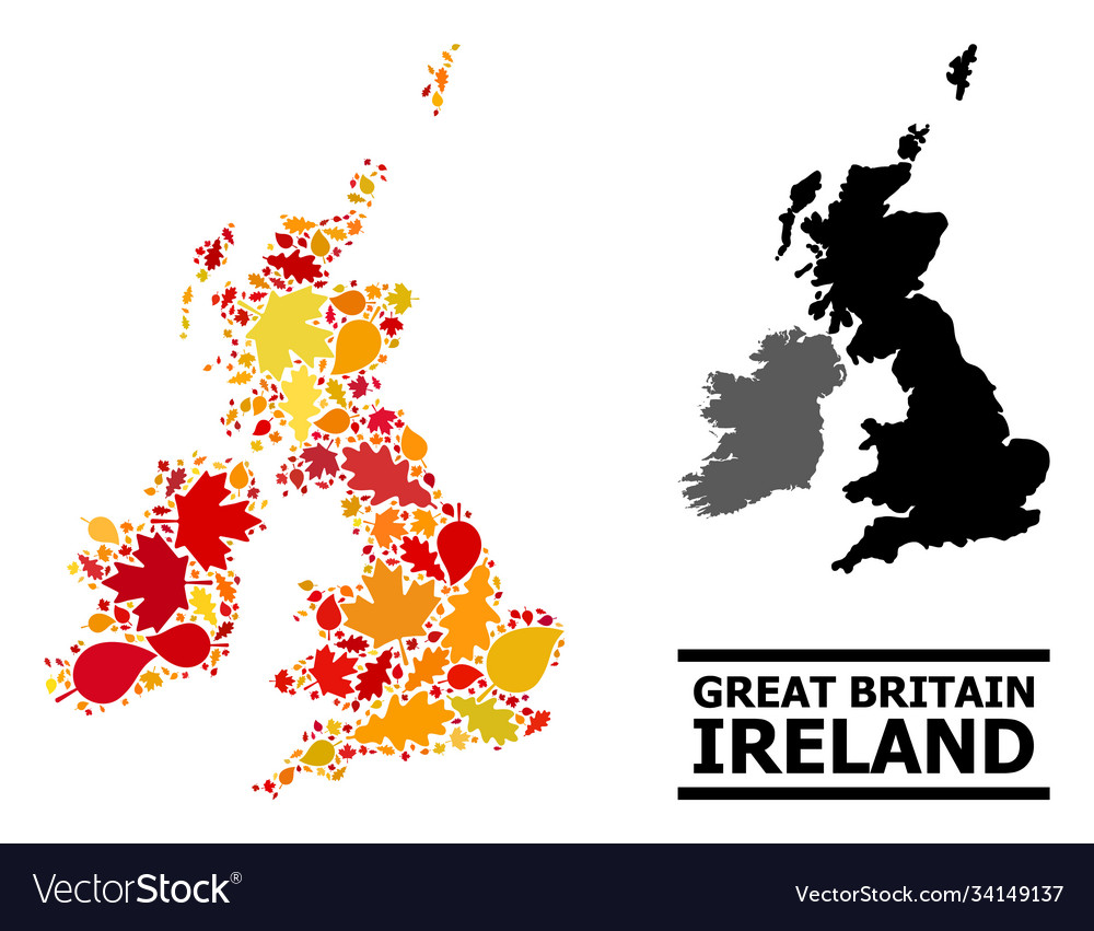 Autumn leaves - mosaic map great britain