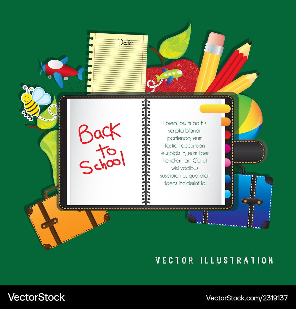 Back to school with school elements Royalty Free Vector