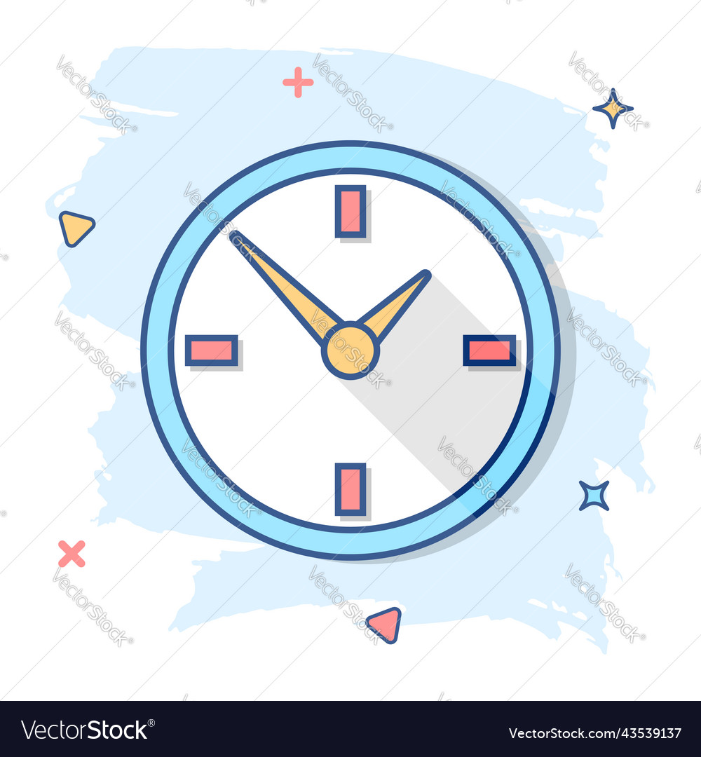 Cartoon alarm clock icon in comic style timer