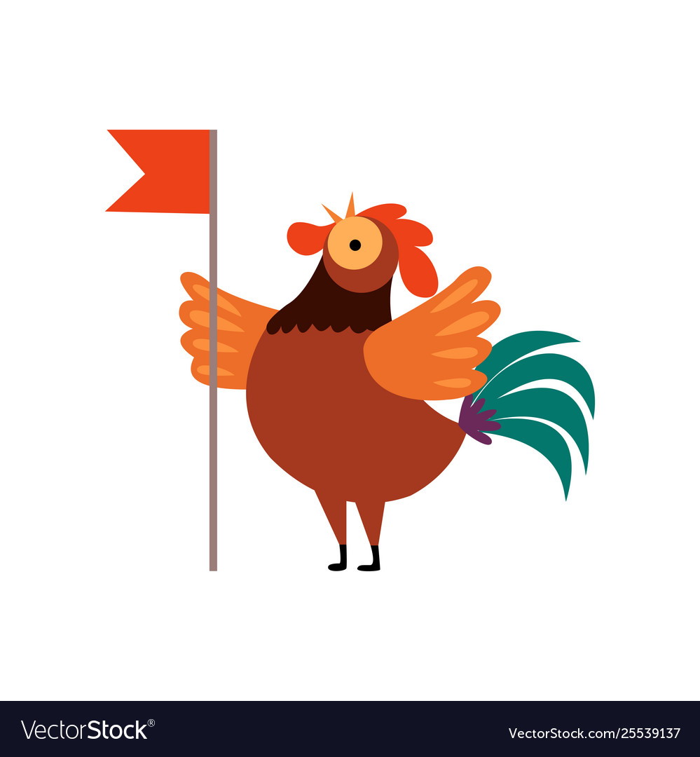 Colorful rooster crowing farm cock cartoon