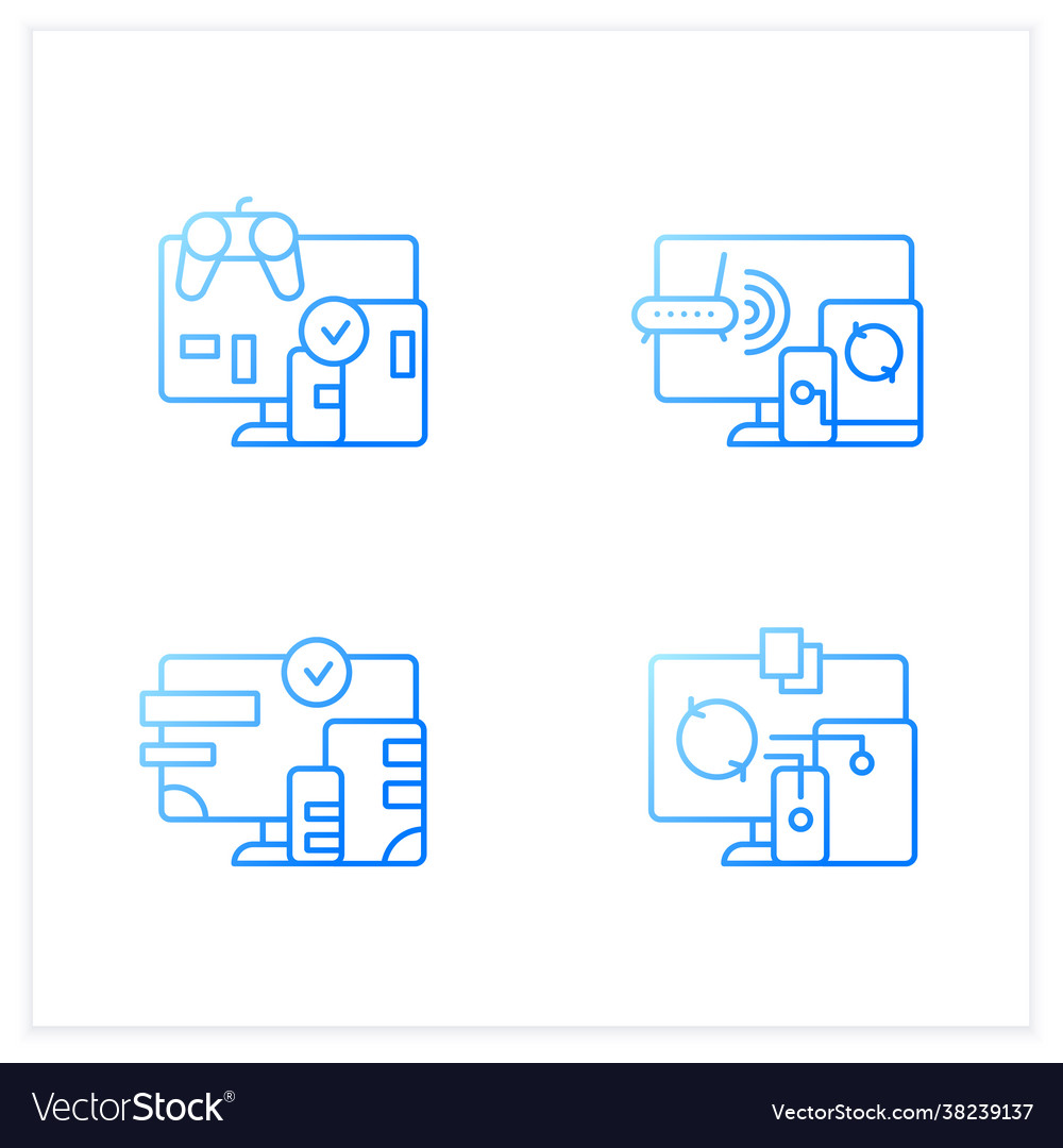 Cross platform gradient icons set vector image Cross platform gradient icons set