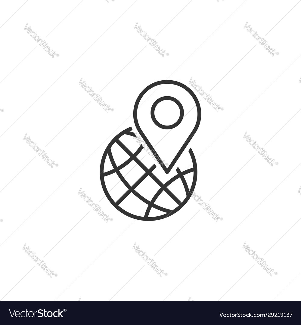 Global navigation icon in flat style globe pin