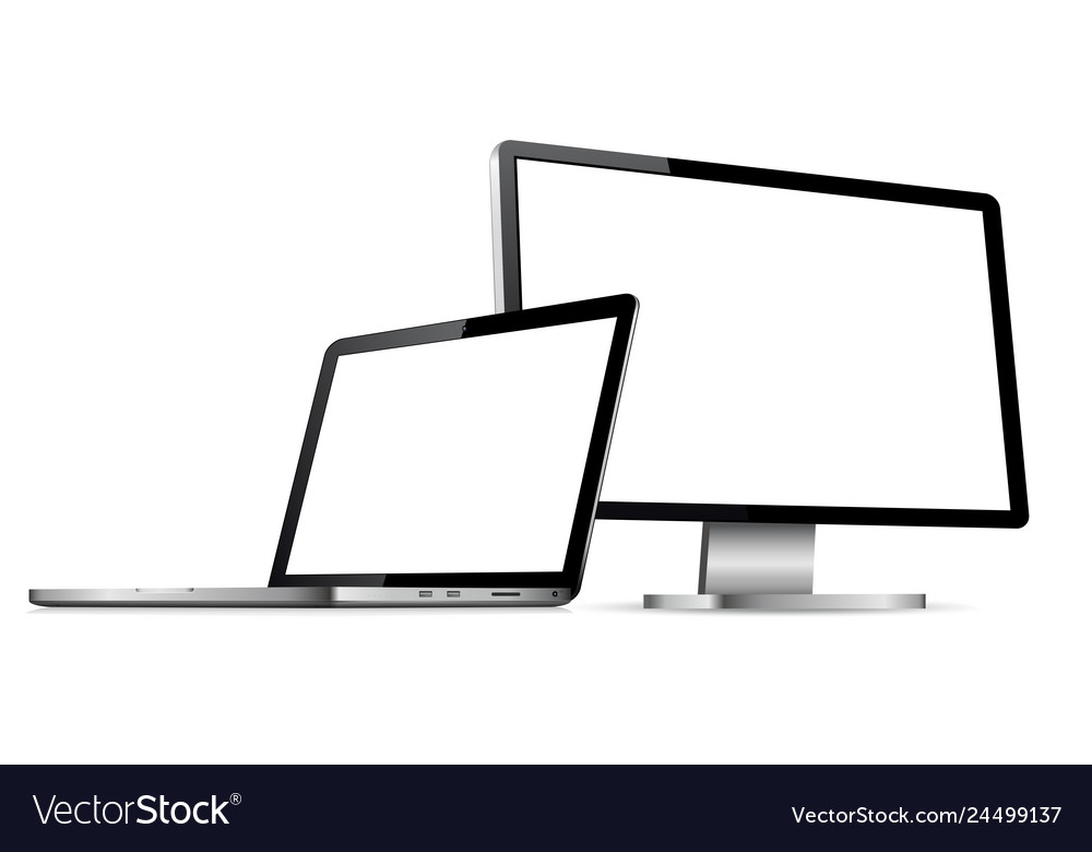 Isolierte Computer-Display und Laptop mit leeren