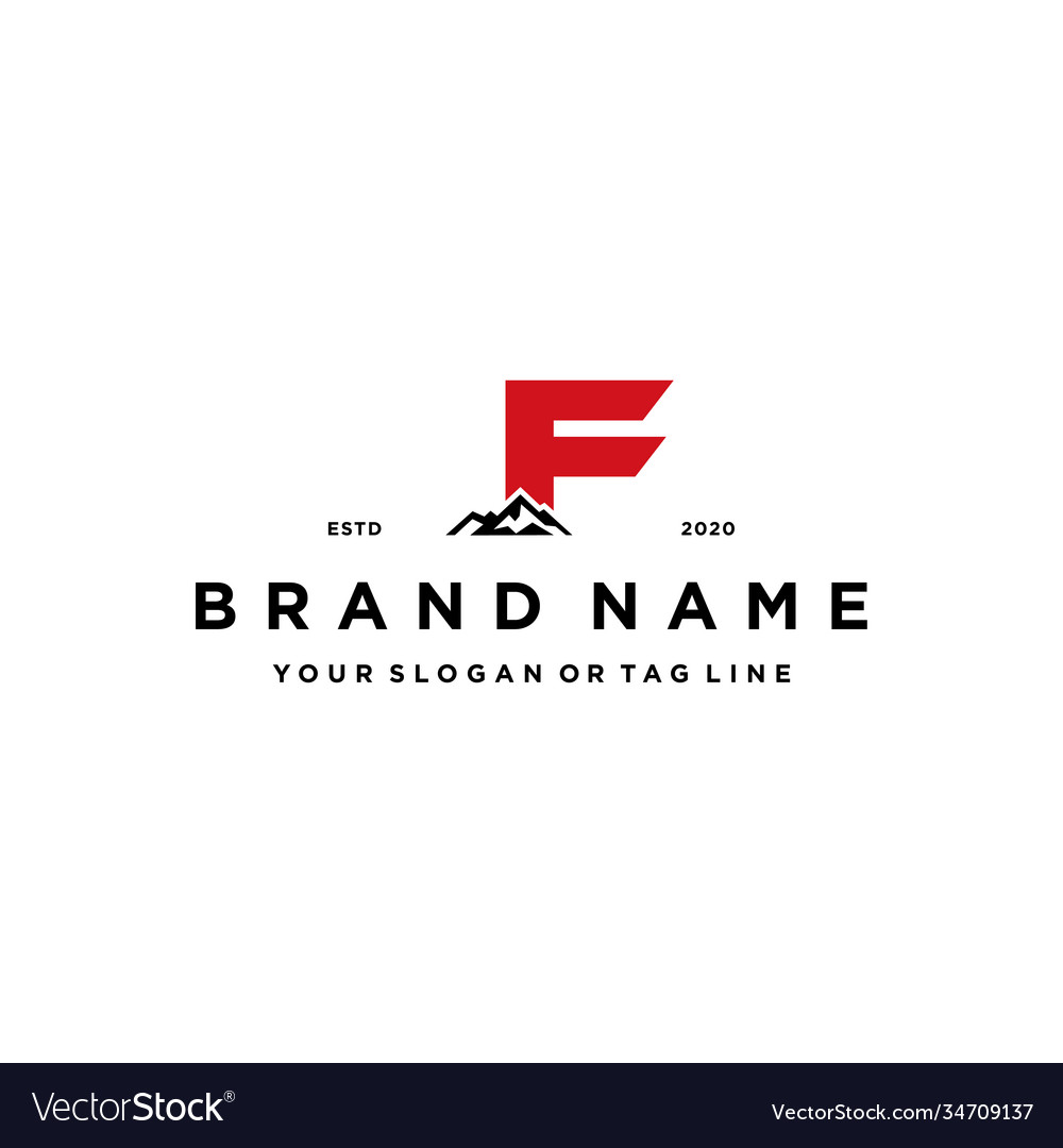 Letter f mountain logo design concept