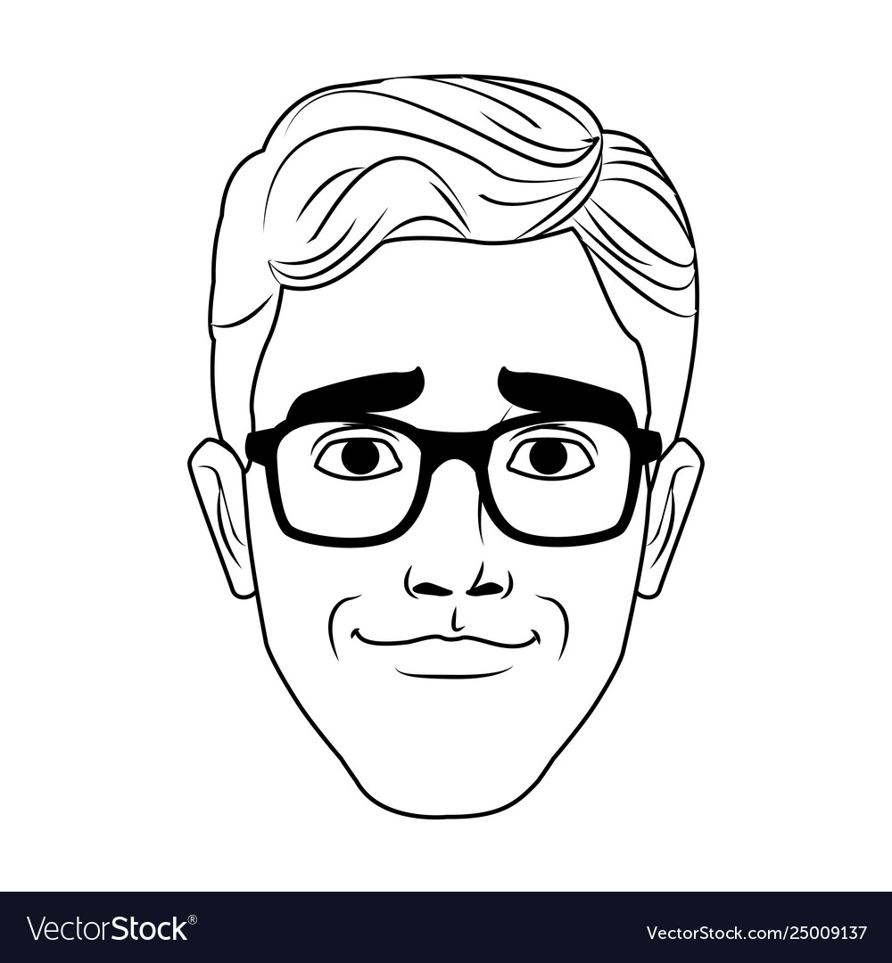 Man face pop art cartoon in black and white Vector Image