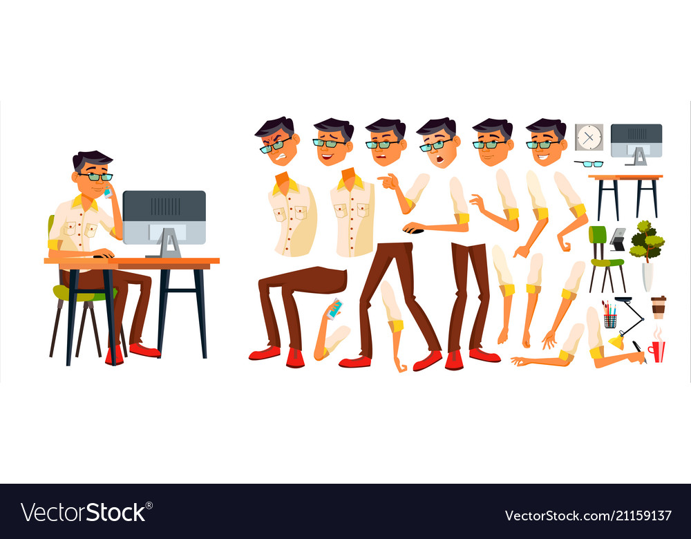 Office Worker Korean Thai Vietnamese Royalty Free Vector Office Worker Korean Thai Vietnamese Vector Image