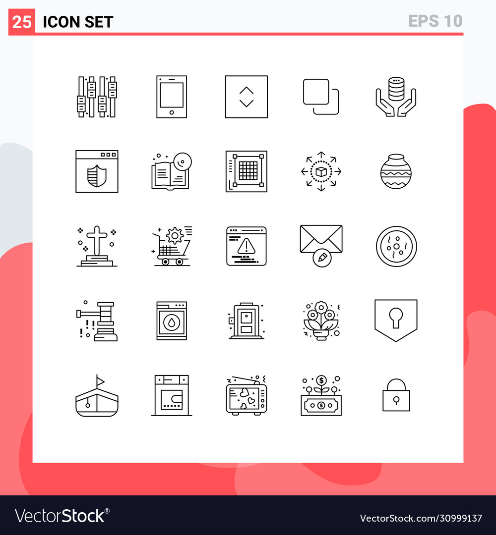 Pictograph set 25 simple lines secure hand