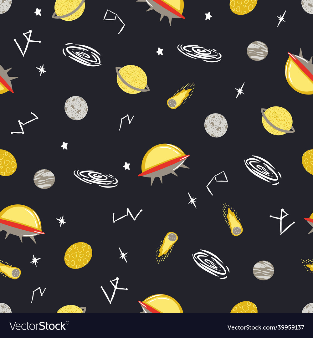 Seamless pattern with space background Vector Image Seamless pattern with space background
