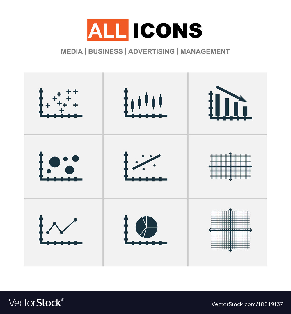 Set of graphs diagrams and statistics icons