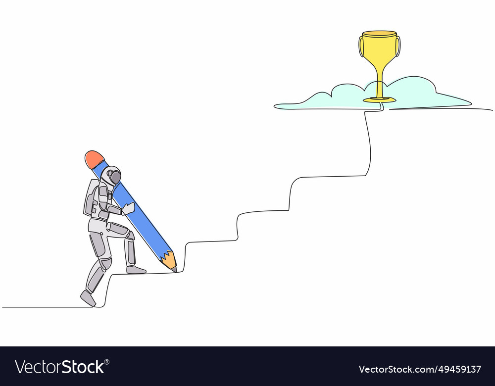 Single continuous line drawing of astronaut using Vector Image Single continuous line drawing of astronaut using