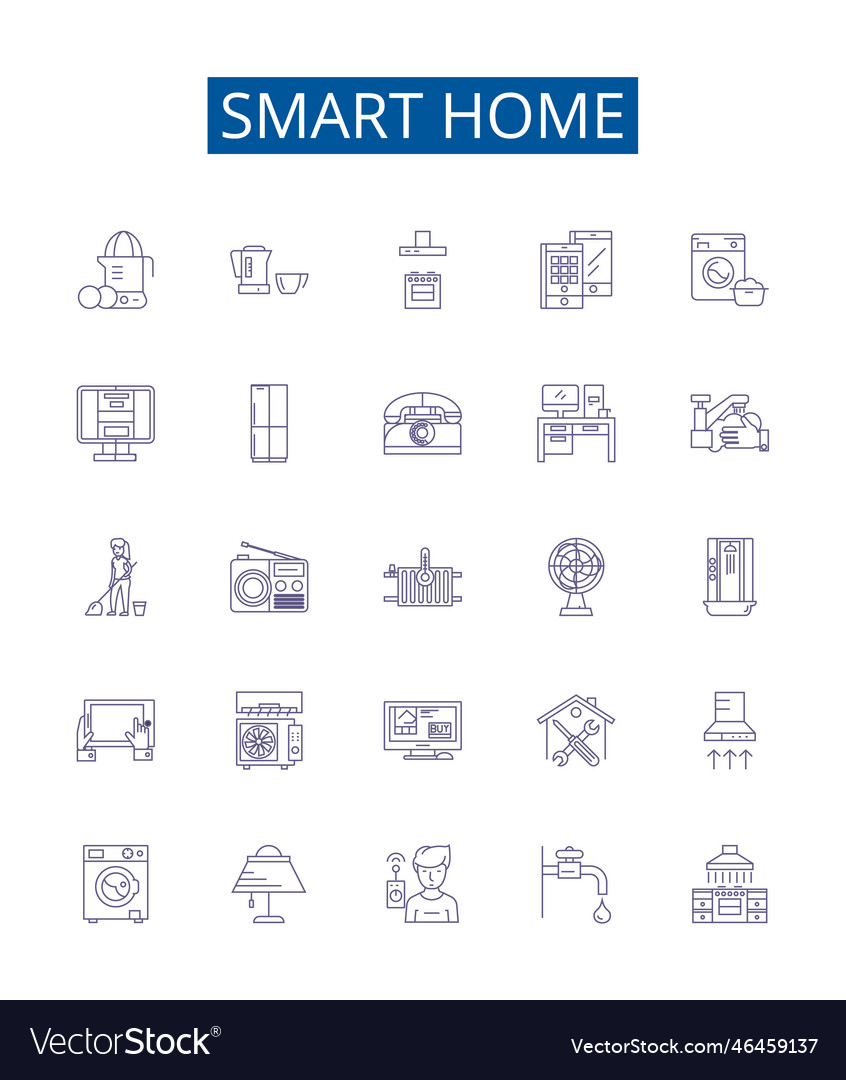 Smart home line icons signs set design collection