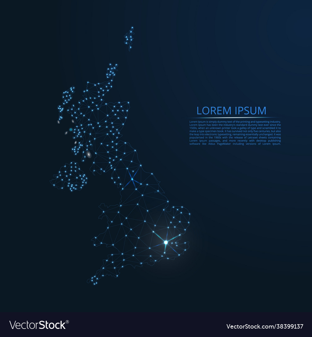 United kingdom communication network map low poly