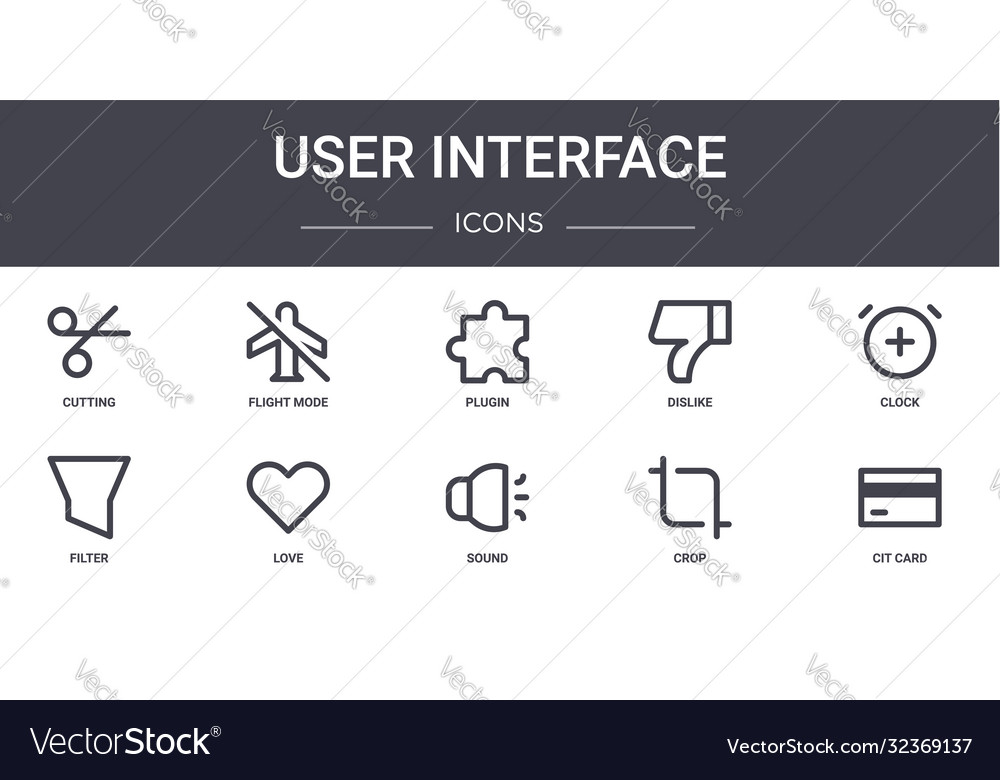 User interface concept line icons set contains vector image User interface concept line icons set contains