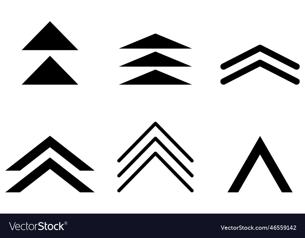 Black up arrow line icon set pointer vector image Black up arrow line icon set pointer