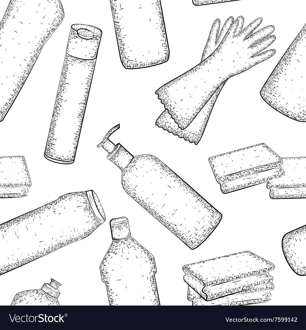 Cleaning set seamless pattern