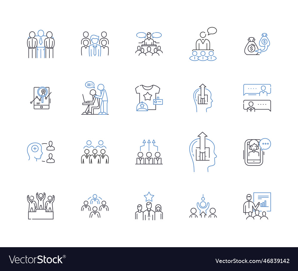 Cooperative partnership line icons collection