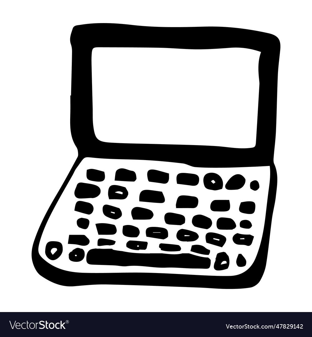 Doodle element open laptop with buttons vector image Doodle element open laptop with buttons