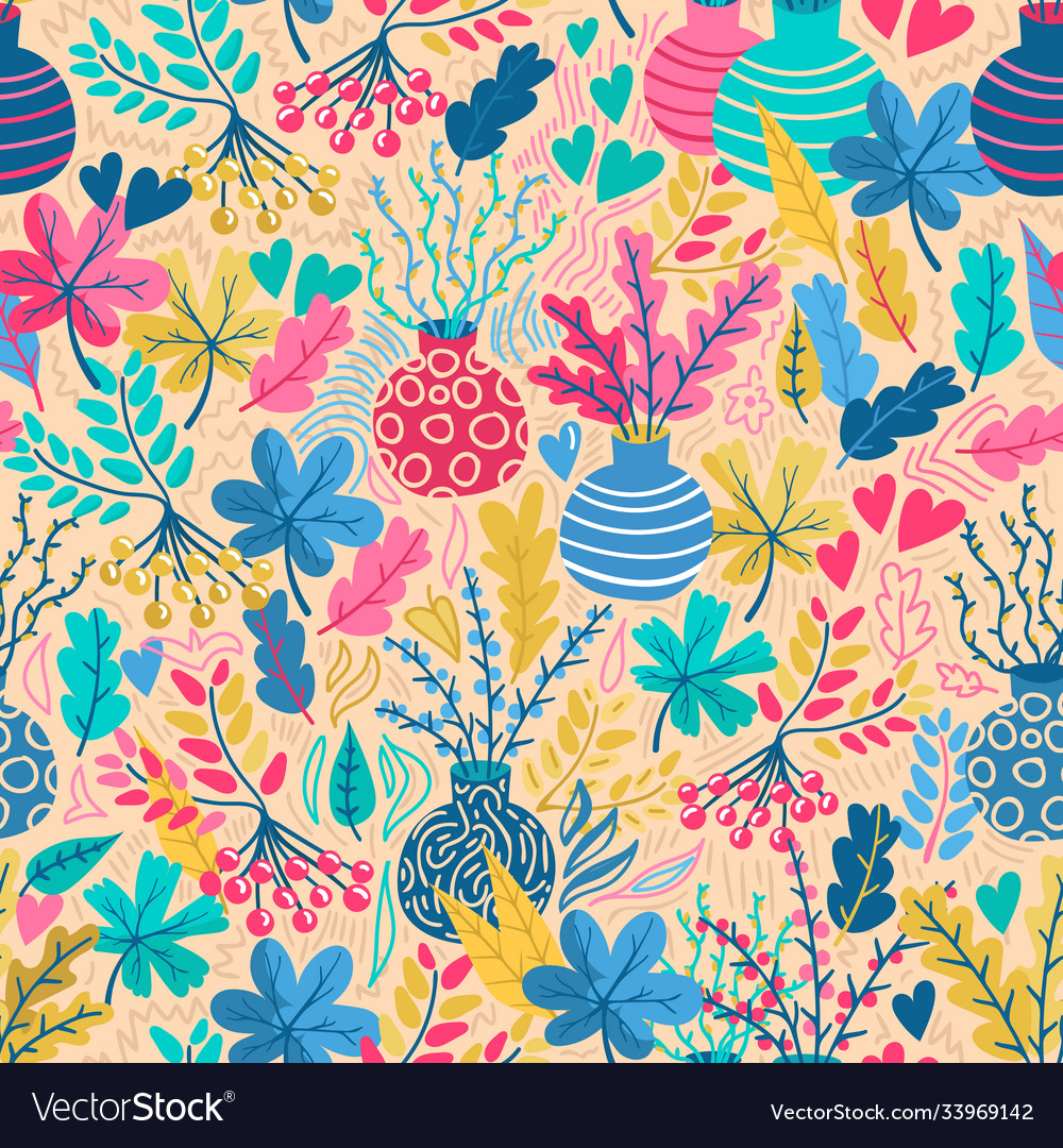 Floral modern hand drawn pattern