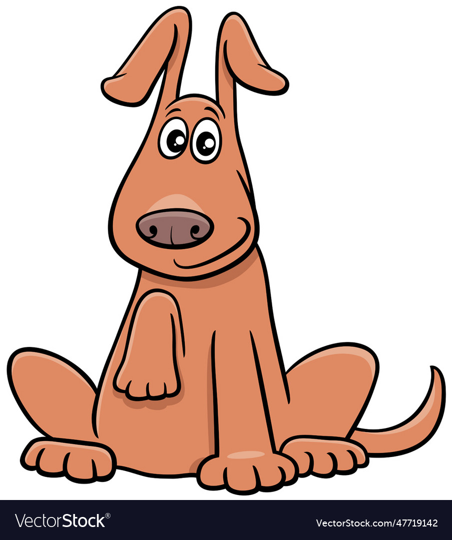 Funny cartoon brown dog comic animal character Vector Image