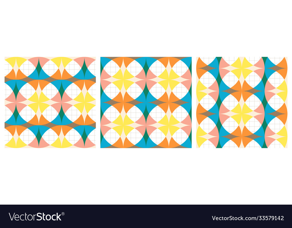 Geometric circular overlaid pattern set three