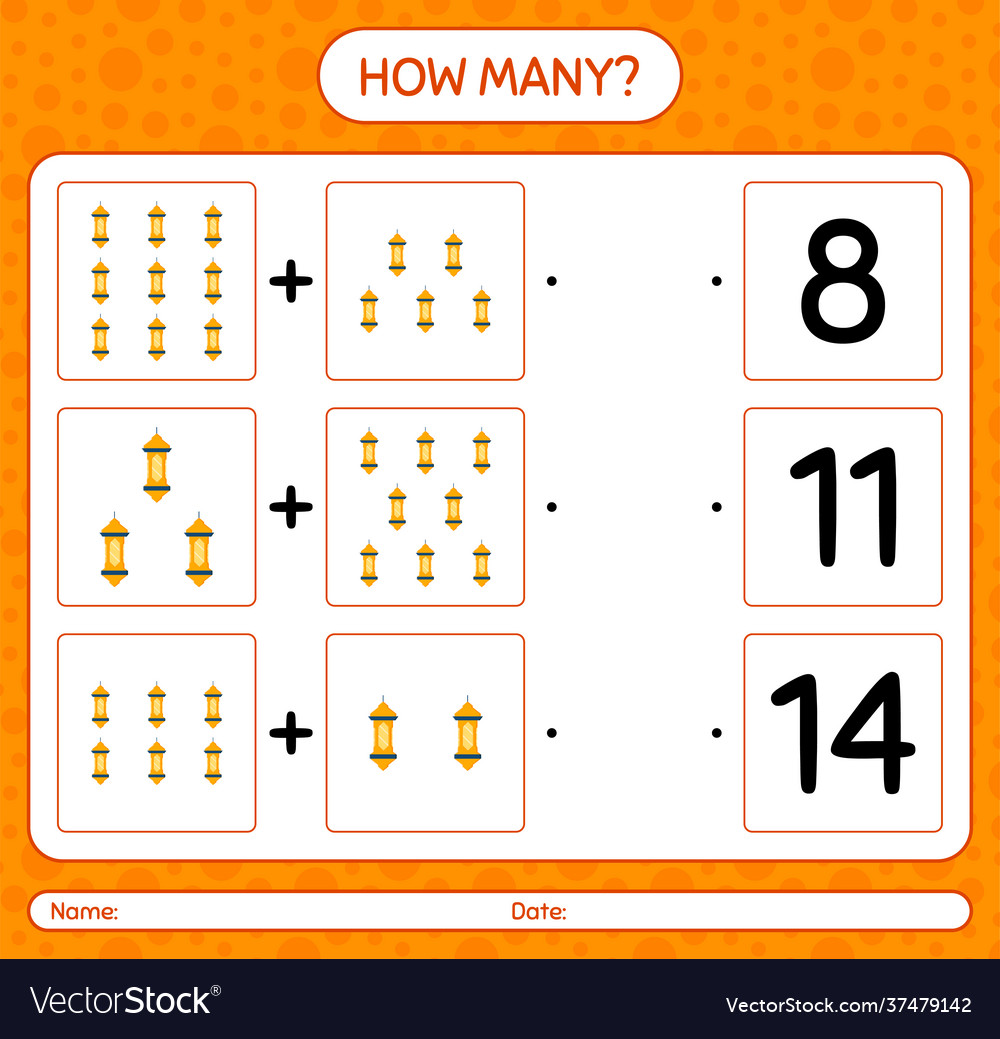 How many counting game with arabic lantern vector image How many counting game with arabic lantern