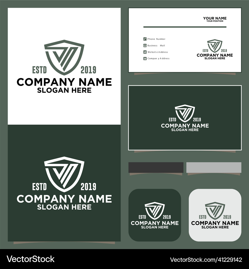 Initial letter on triangle shape shield icon logo Vector Image