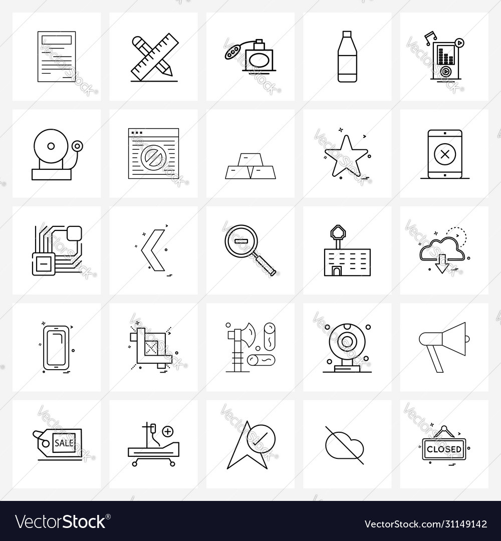 Isolated symbols set 25 simple line icons