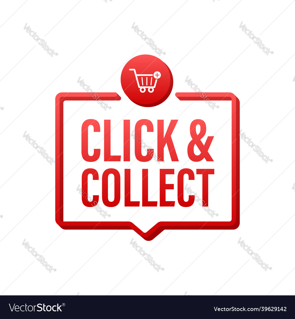 Megaphone click and collect banner flat style Vector Image Megaphone click and collect banner flat style
