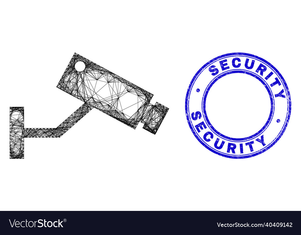 Scratched security stamp and net irregular mesh vector image Scratched security stamp and net irregular mesh