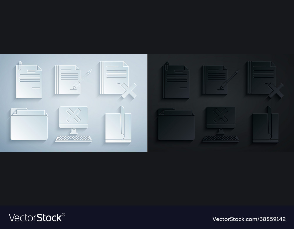 Set computer with keyboard and x mark delete file vector image Set computer with keyboard and x mark delete file