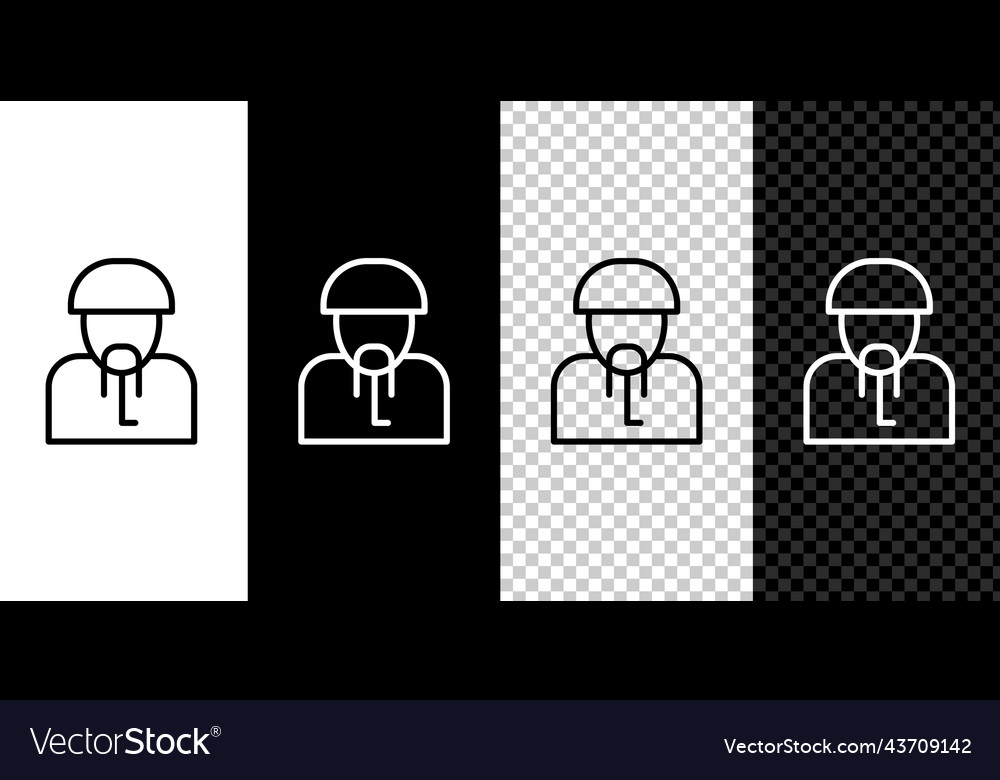 Set line ukrainian cossack icon isolated on black