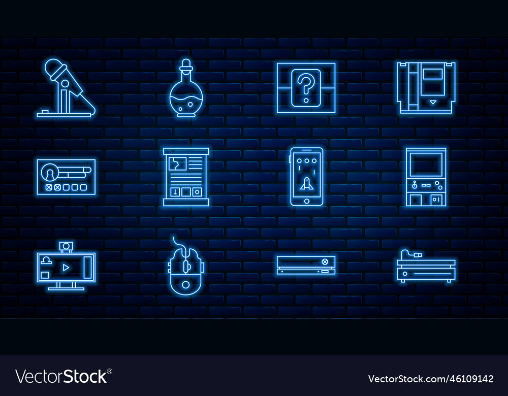 Set line video game console retro arcade machine vector image Set line video game console retro arcade machine
