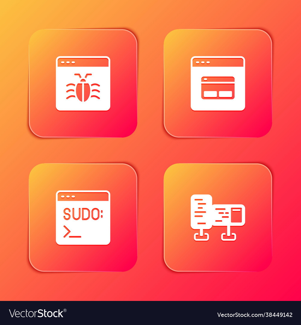 Set system bug search engine code terminal Vector Image Set system bug search engine code terminal