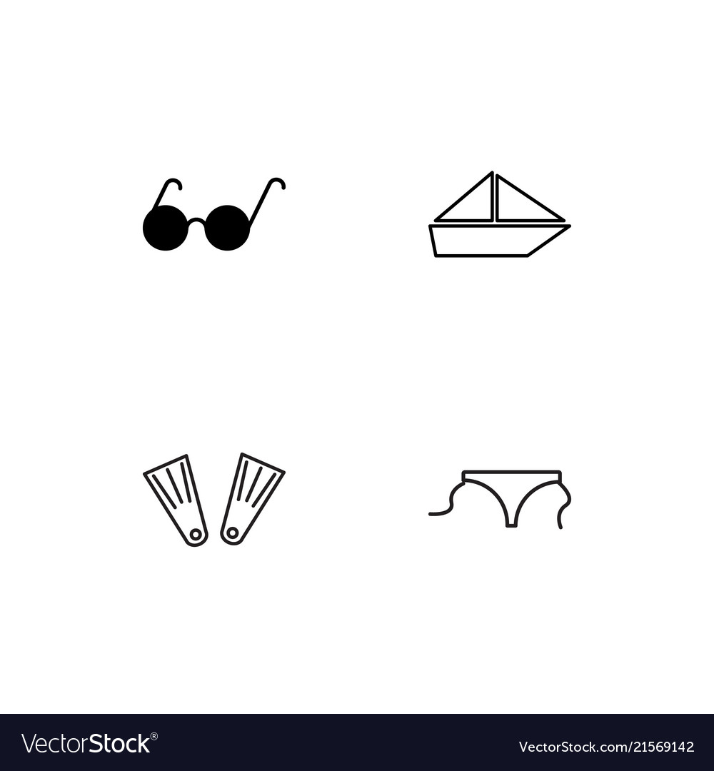 Summer linear icons set simple outline