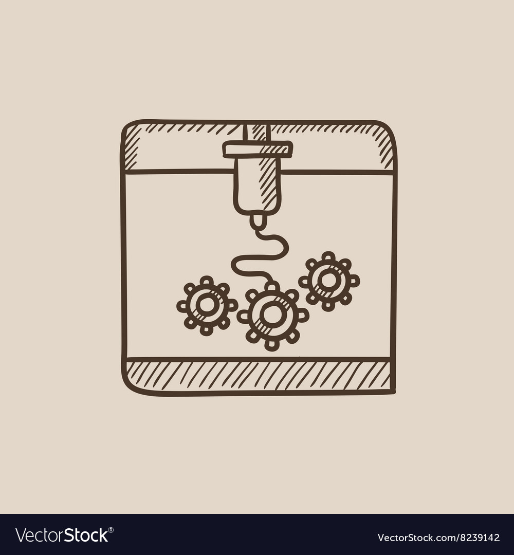 Tree d printing sketch icon