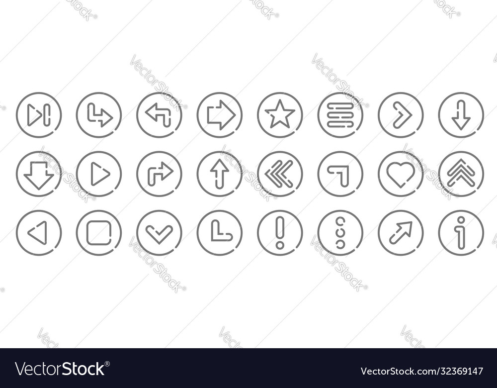 Arrow line icons linear set quality