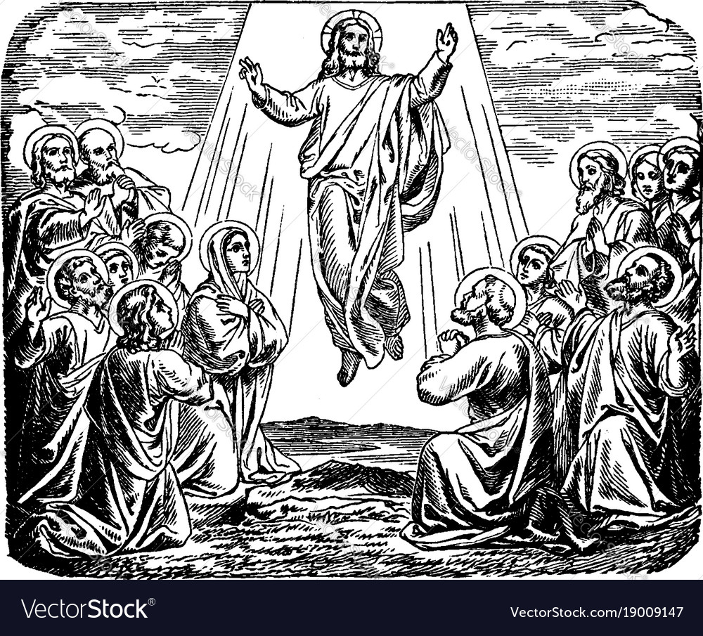 Ascension jesus at mount olives Royalty Free Vector Image