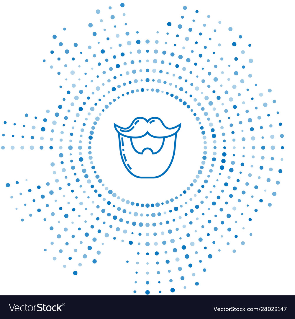 Blue Line Mustache And Beard Icon Isolated On Vector Image