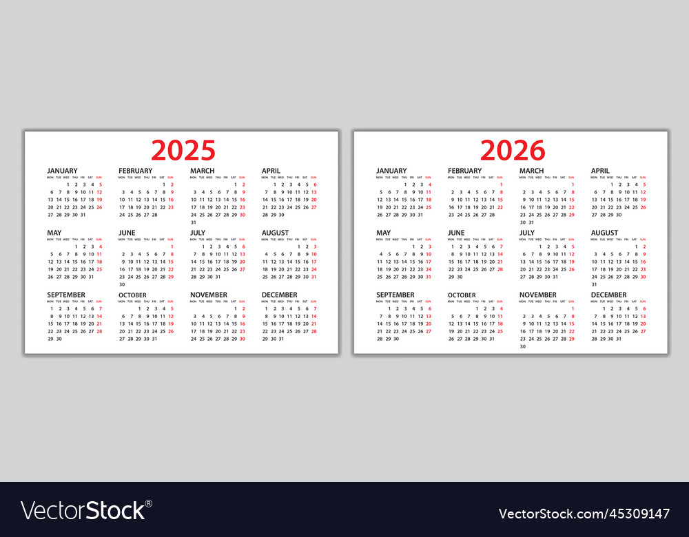 Calendar 20252026 template planner 20252026 Vector Image