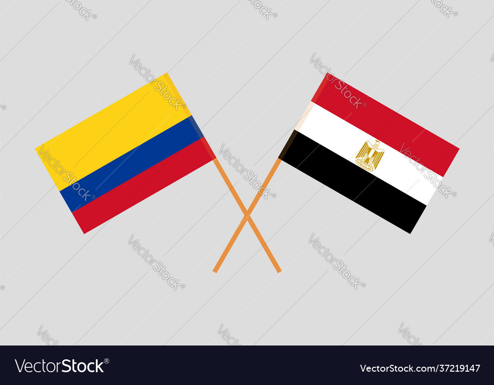 Crossed flags egypt and colombia