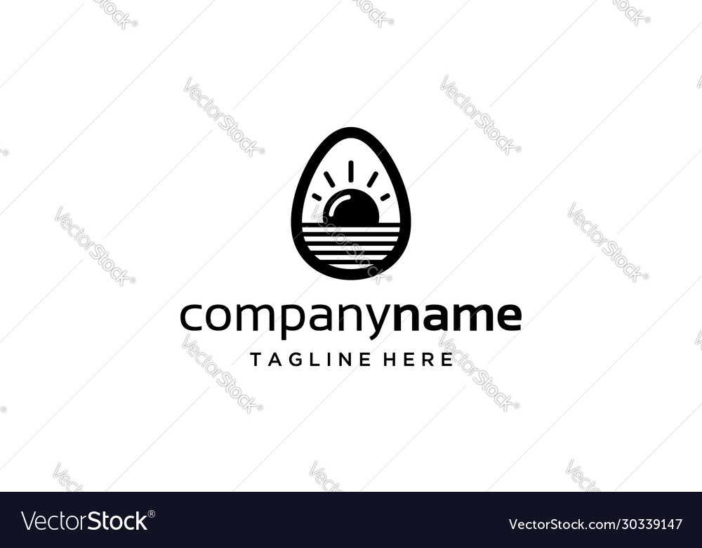 Egg with sun logo design concept Royalty Free Vector Image