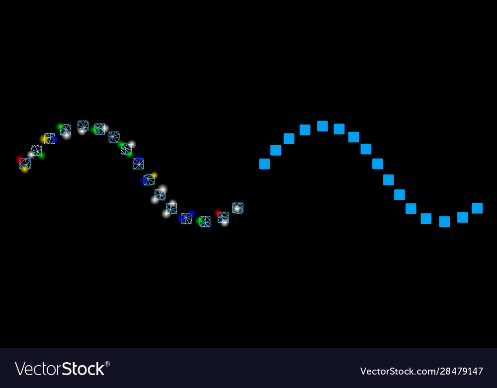 Flare mesh 2d dotted function line icon with light vector image Flare mesh 2d dotted function line icon with light