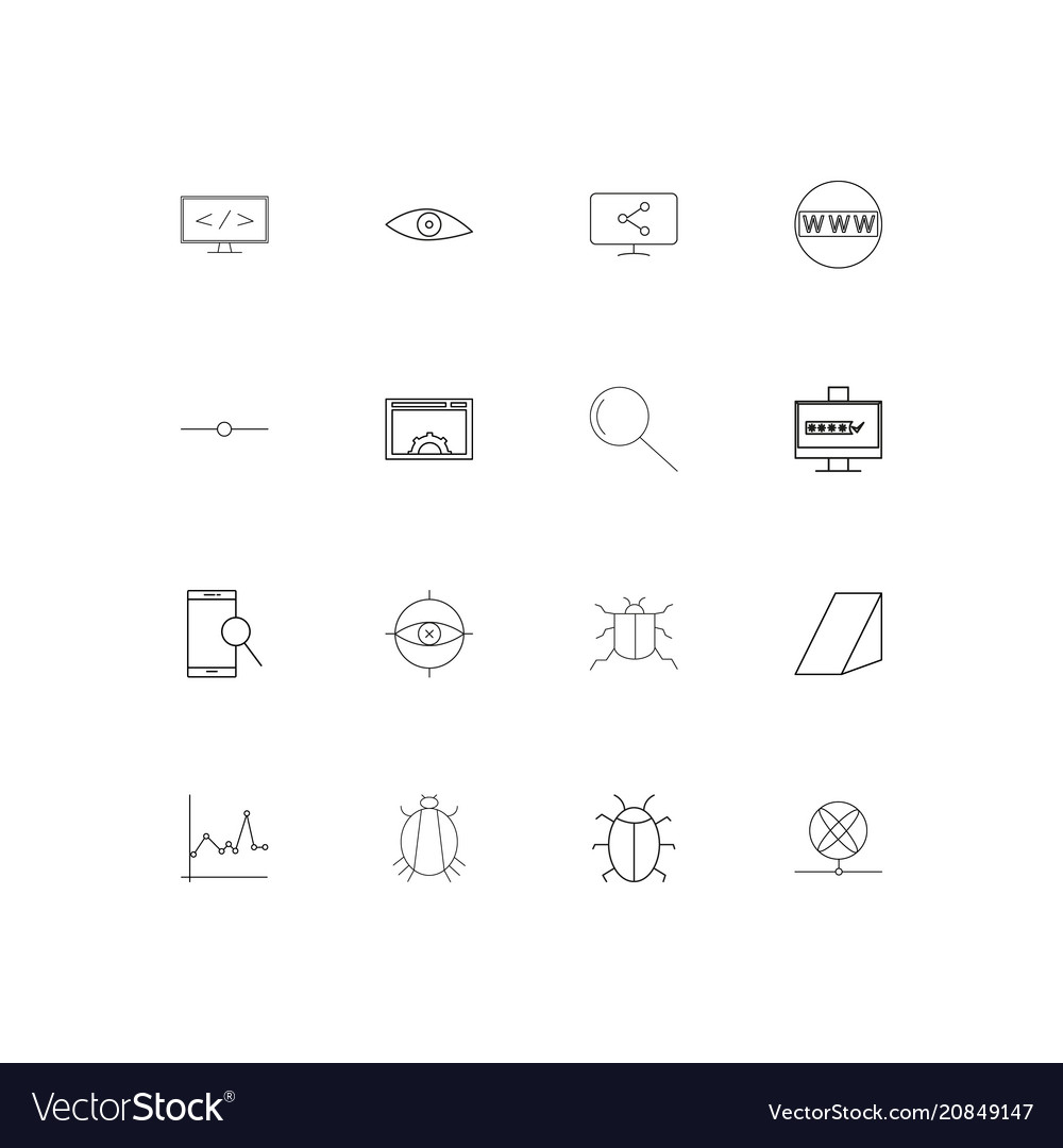 Internet security linear thin icons set outlined