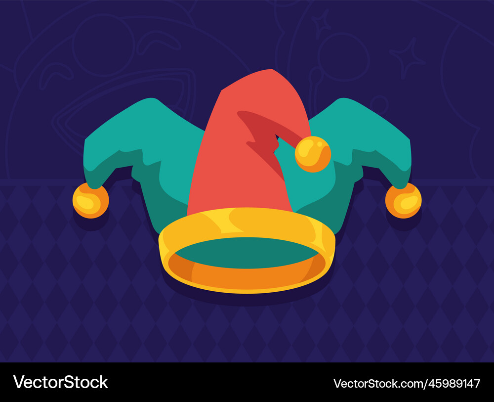 Joker hat antique colorful Royalty Free Vector Image