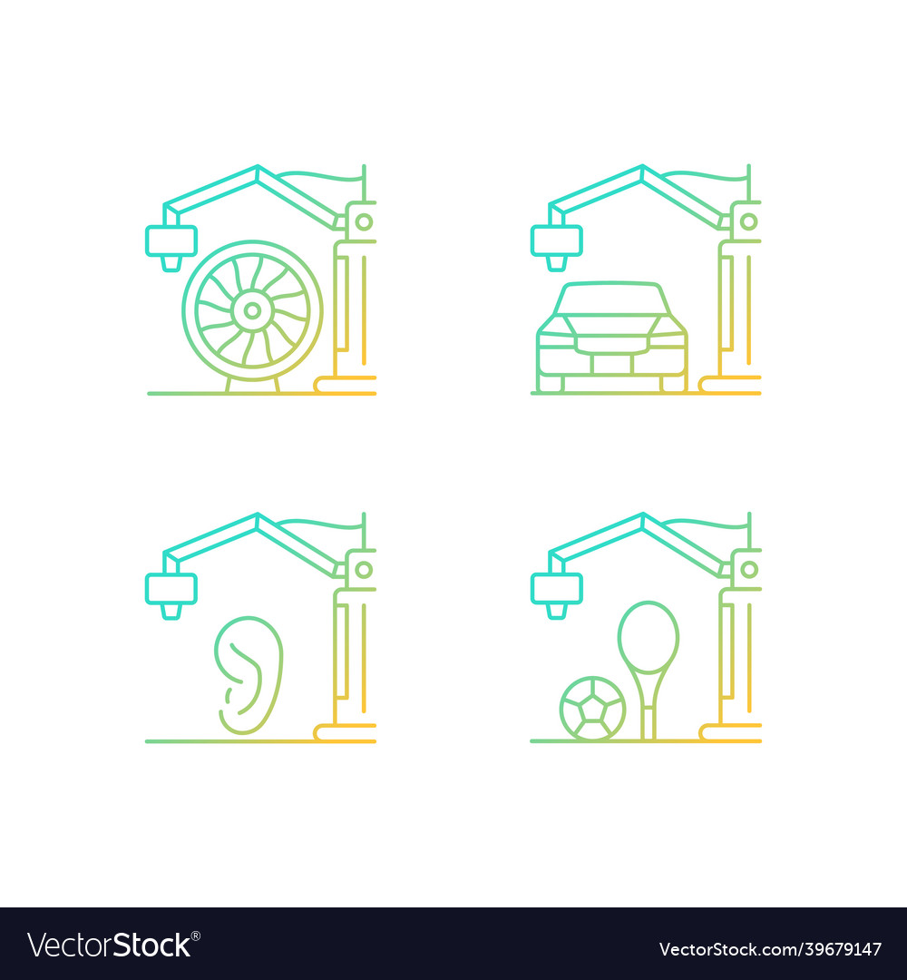 Manufacturing process gradient linear icons set vector image Manufacturing process gradient linear icons set