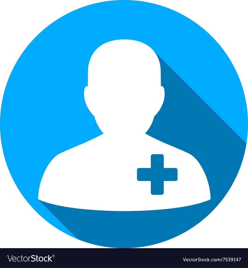 Medical Volunteer Flat Round Icon with Long Shadow