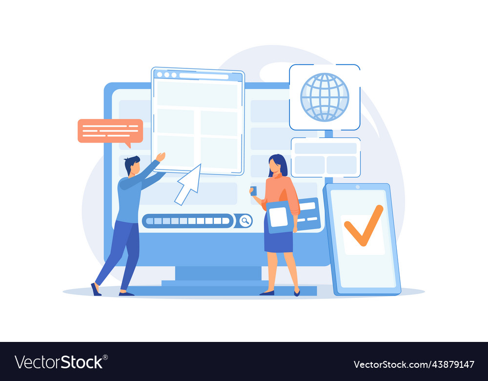 Programmers with browser windows and pc