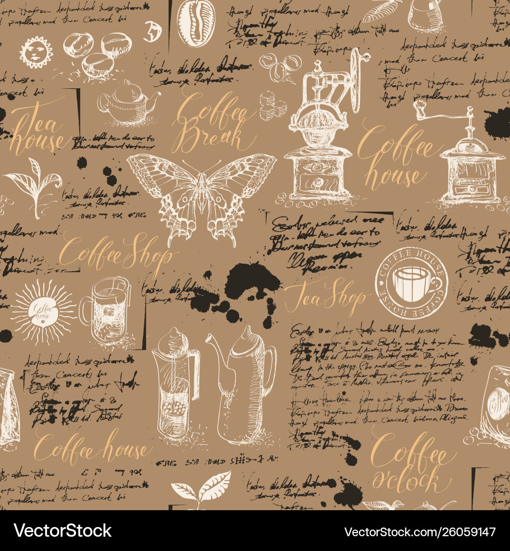 Seamless pattern on coffee and tea theme Vector Image