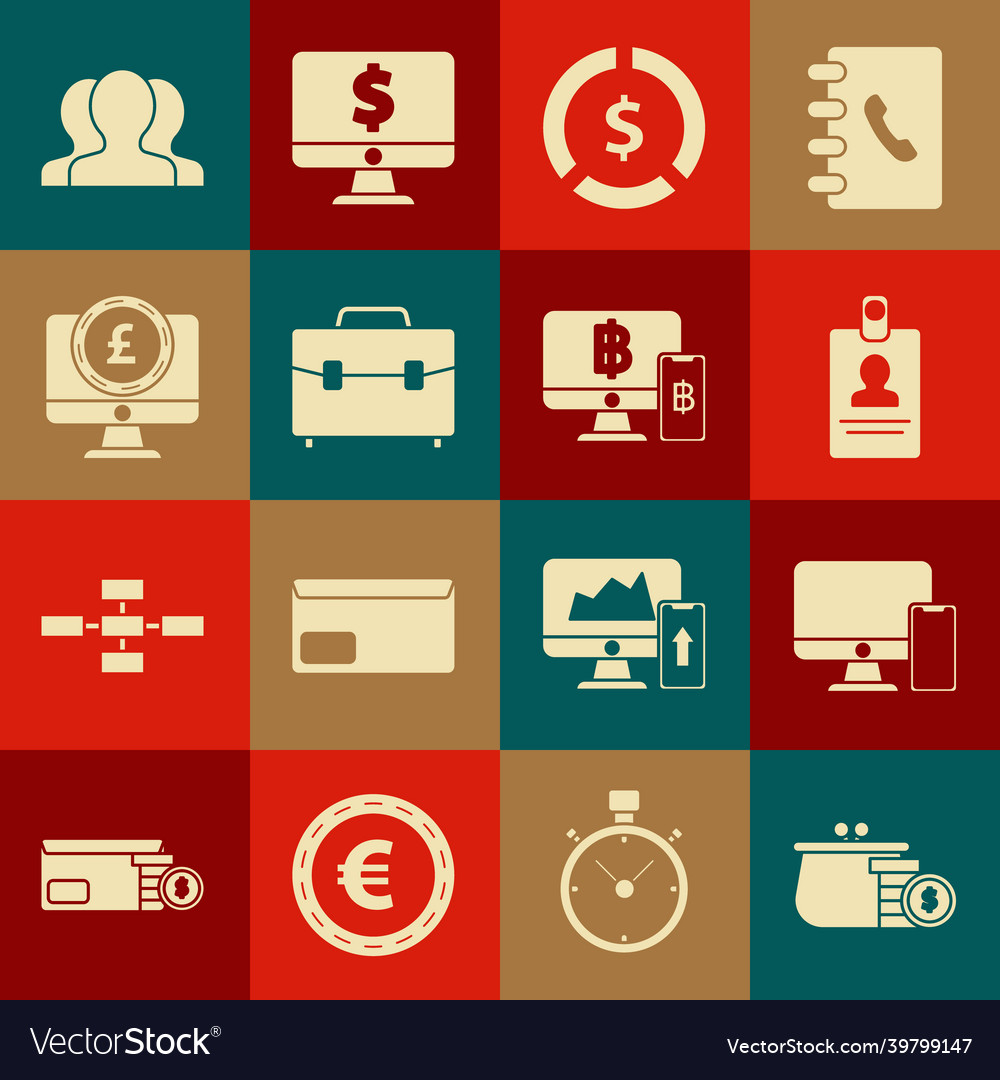 Set wallet with coins computer monitor and mobile vector image Set wallet with coins computer monitor and mobile