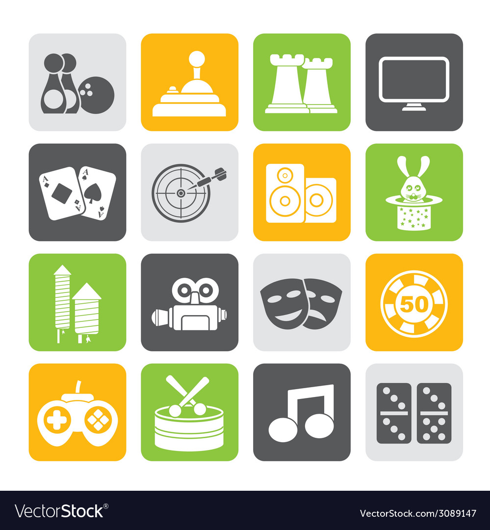 Silhouette entertainment objects icons